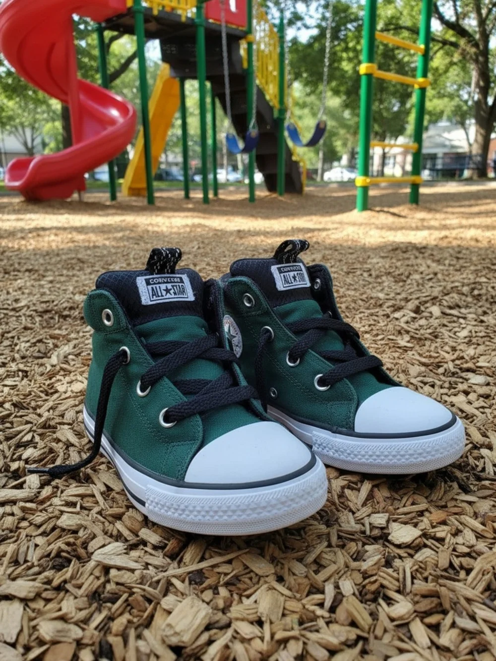 Converse Kids Green and Black All Star High-Top Sneakers